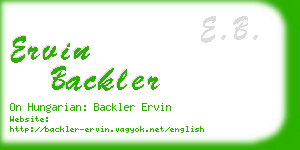 ervin backler business card